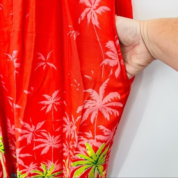 Vintage amara Hawaiian mumu maxi dress flamingo tropical novelty print - Picture 6 of 13